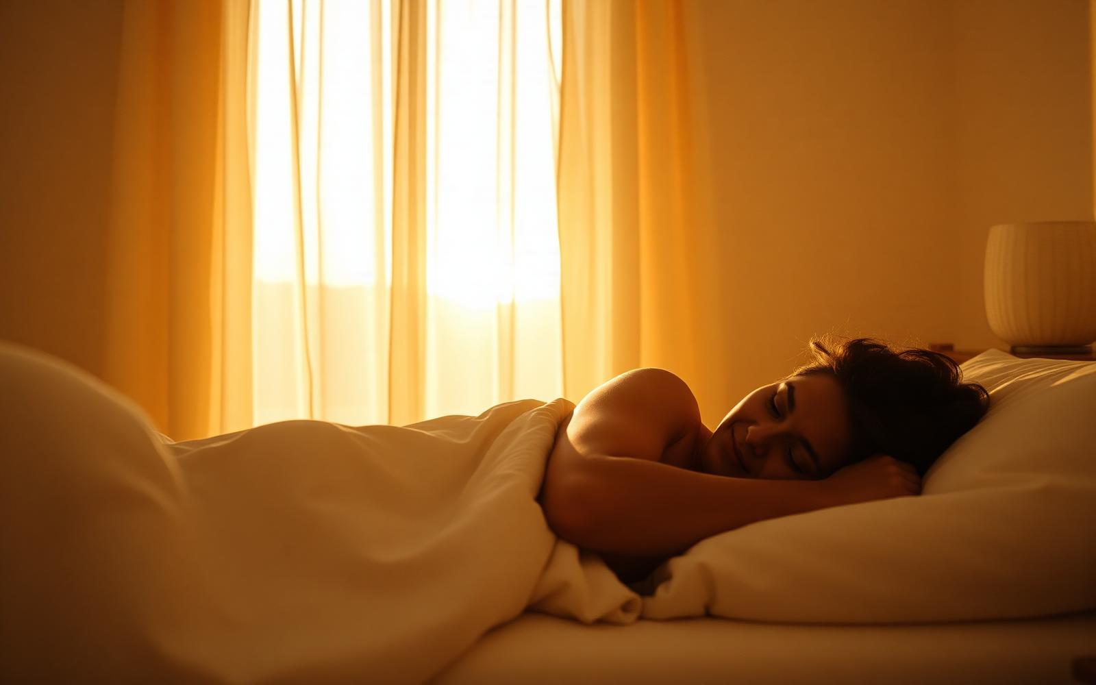 Person sleeping peacefully in soft morning light
